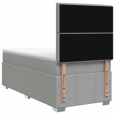 Łóżko z box spring LED z materacem jasnoszary 90 x 200 cm