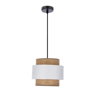 Lampa wisząca z abażurem Forni białobrązowa pojedyncza E27 do salonu