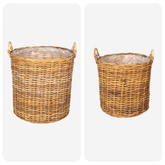 Kosz na rośliny 2 szt. Naturalny Brąz Rattan Kubu