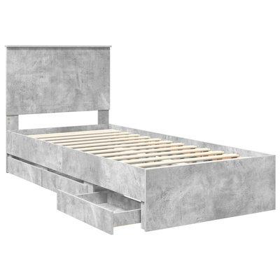Ramka łóżka Betonowy szary 90 x 190 cm Drewno inżynieryjne
