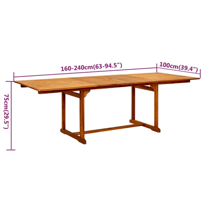 7-częściowy zestaw mebli ogrodowych, lite drewno akacjowe, 160-240 cm
