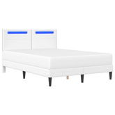 Ramka łóżka z paskami LED Biały 140 x 190 cm Ekoskóra