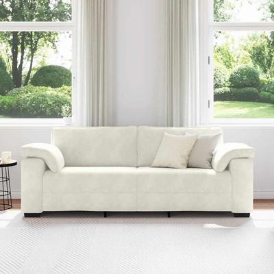 Sofa 3-osobowa, kremowa, 220x77x82 cm, aksamit