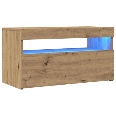 Szafka pod TV z oświetleniem LED, dąb artisan, 75x35x40 cm