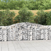 Kosze gabionowe, 7 szt, 400x30x100/120 cm, galwanizowane żelazo