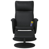 vidaXL Rozkładany fotel masujący z podnóżkiem, czarny, sztuczna skóra