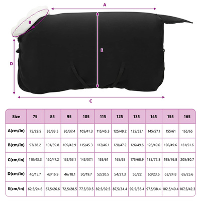 Koc dla Koni Czarny 85 cm Polarowy fleece