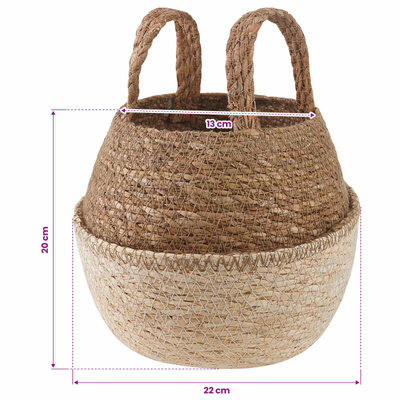 Doniczka z uchwytami 2 pcs Biały ? 22 x 20 cm 100% Trawa morska