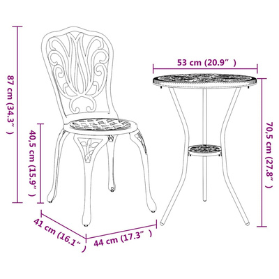 Zestaw Bistro Ogrodowego 3 szt. Zielony Aluminium