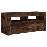 vidaXL Szafka pod TV z oświetleniem LED, przydymiony dąb, 90x35x40 cm