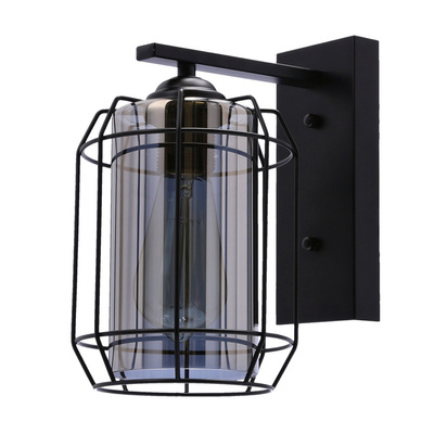 Jonera lampa kinkiet czarny p20 1x40w e27 klosz dymiony 21-10186