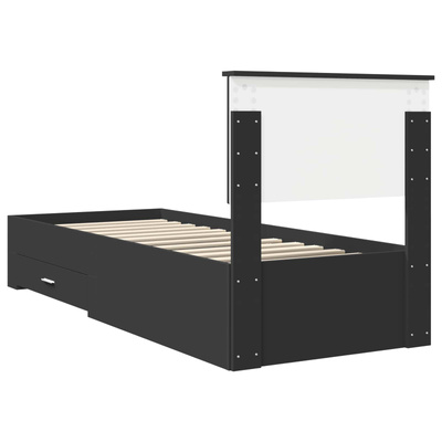 Ramka łóżka Czarny i Srebrny 75 x 190 cm Drewno inżynieryjne