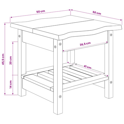 Stolik boczny EKAI Czarny 50 x 50 x 45,5 cm Lite drewno sosnowe