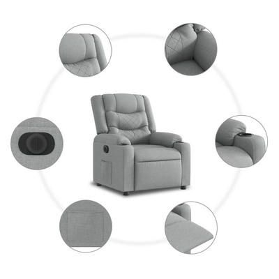 vidaXL Podnoszony fotel masujący, elektryczny, rozkładany, jasnoszary