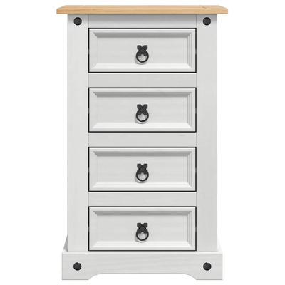Stolik nocny Corona Biały 53 x 39 x 84 cm Lite drewno sosnowe