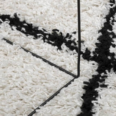 vidaXL Dywan z długim włosiem PAMPLONA, kremowo-czarny, 200x200 cm