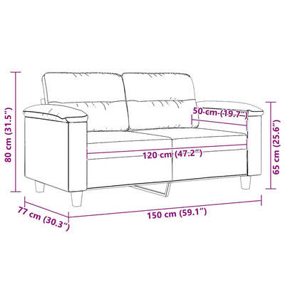 Sofa 2-osobowa, beżowy, 120 cm, obity mikrofibrą