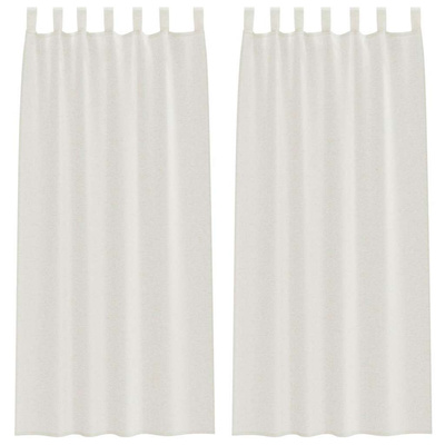 Firany Voile z zasłonami 2 pcs Kremowy 245 x 140 cm Poliester