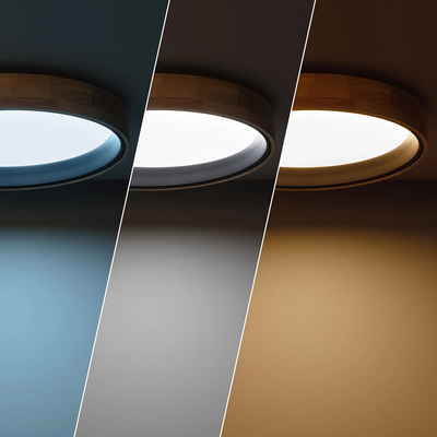 Plafon LED 16W Okrągły 38cm Naturalne Drewno 3 Barwy Świecenia CCT Abruzzo Vero