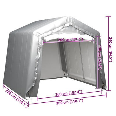 Namiot magazynowy, 300x300 cm, stal, szary