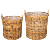 Kosz na rośliny 2 szt. Naturalny Brąz Rattan Kubu