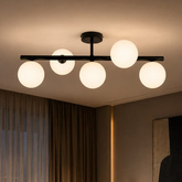 Prosta lampa sufitowa z białymi kloszami, 5 x G9 K-5859 z serii FILO