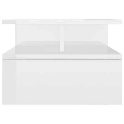 Wisząca szafka nocna, wysoki połysk, biała, 40x31x27 cm