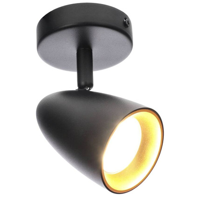Pojedyncza punktowa oprawa sufitowa typu spot OVO 1 Black Gold, listwa, IP20, GU10, czarna, pierścień złoty EDO777237 EDO Solutions