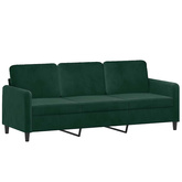 3-osobowa sofa z poduszkami, ciemnozielona, 180 cm, aksamit