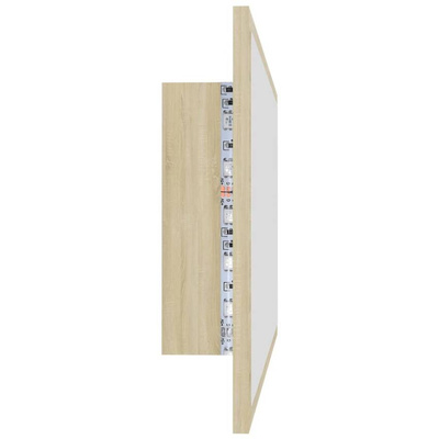 vidaXL Lustro łazienkowe LED, kolor dąb sonoma, 80x8,5x37 cm, akryl