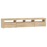 vidaXL Szafka pod TV z oświetleniem LED, dąb sonoma, 210x35x40 cm