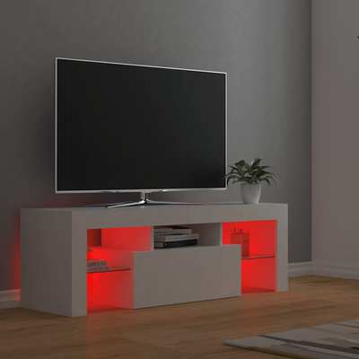 Szafka pod TV z oświetleniem LED, biała, 120x35x40 cm