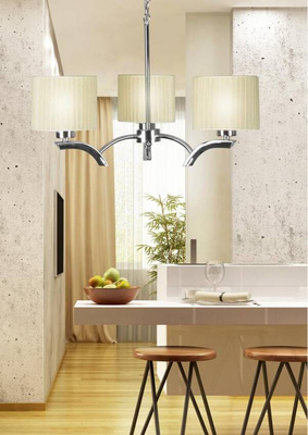 Lampa wisząca chrom + krem abażur 3x60W żyrandol Draga Candellux 33-04208