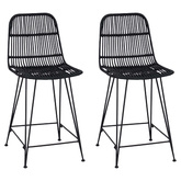 Stołek barowy 2 szt. Czarny 44 x 54 x 96 cm Rattan i Stal