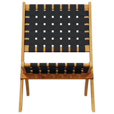 vidaXL Składane krzesła ogrodowe, 2 szt., czarne, akacja i tkanina