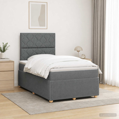 Łóżko z box spring LED z materacem ciemnoszary 120 x 200 cm
