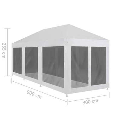 vidaXL Namiot imprezowy z 8 siatkowymi ściankami, 9 x 3 m