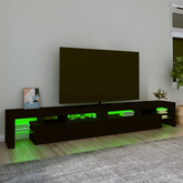 vidaXL Szafka pod TV z oświetleniem LED, czarna, 260x36,5x40 cm