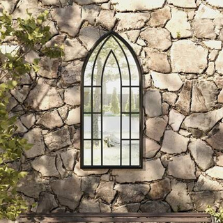 vidaXL Lustro ogrodowe, czarne, 100x45 cm, żelazne