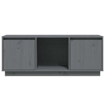 vidaXL Szafka pod TV, szara, 110,5x35x44 cm, lite drewno sosnowe