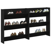 Szafka na buty z półką 2 pcs Czarny Dąb 86 x 18 x 90 cm