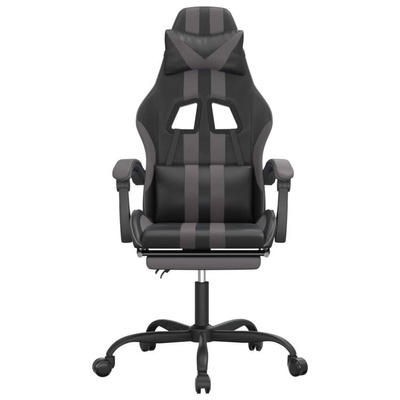 vidaXL Obrotowy fotel gamingowy z podnóżkiem, czarno-szary model standard