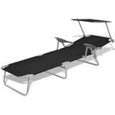 vidaXL Leżak z daszkiem, stalowy, czarny