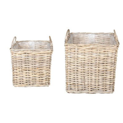 Kosz na rośliny 2 szt. Naturalna szarość Rattan Kubu