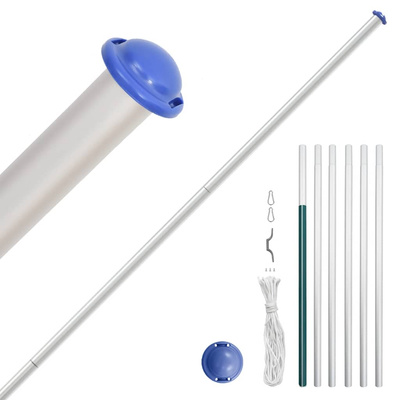 Segmentowy maszt flagowy, srebrny, 6,08 m, aluminium