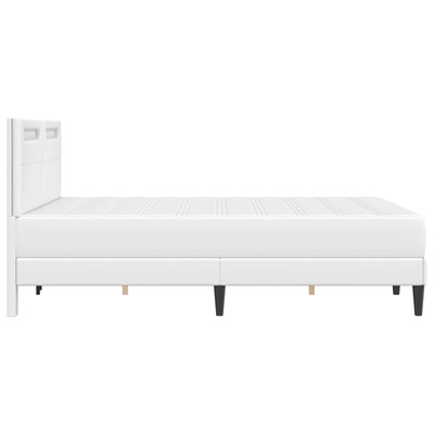 Ramka łóżka z paskami LED Biały 140 x 190 cm Ekoskóra