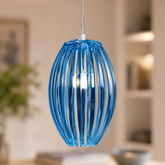 Lampa wisząca Abuko pojedyncza niebieska do sypialni E27 z tworzywa sztucznego
