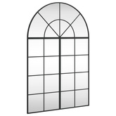 vidaXL Lustro ścienne, czarne, 80x120 cm, zakończone łukiem, żelazo