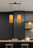 Ballo lampa wisząca czarny 2x60 e27 abażur orzechowy