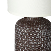 Lampka nocna Iner brązowa ceramiczna z abażurem klasyczna